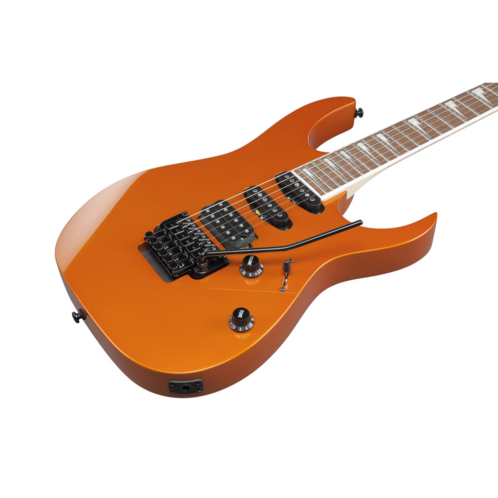 Ibanez RG460DX electric guitar in Roadster Orange color with double-cutaway body and six strings.