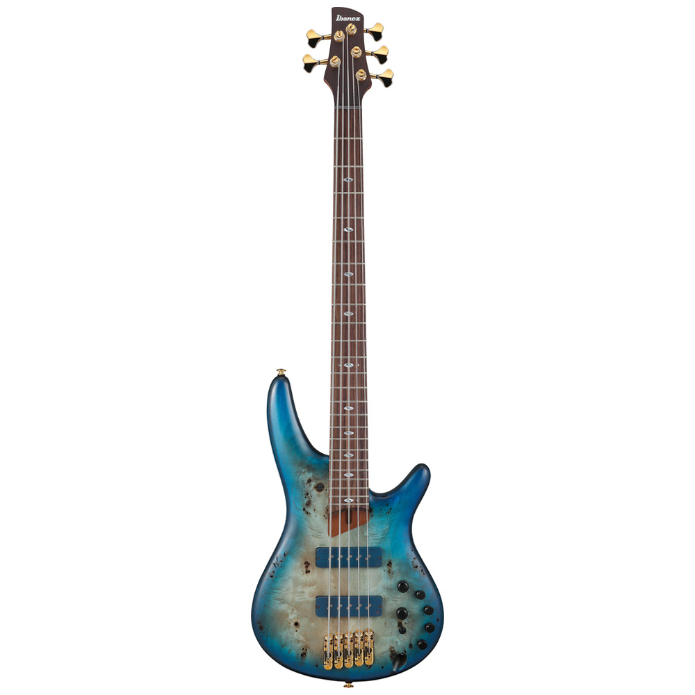 Ibanez SR6605 5 String Electric Bass with Case - Ghost Fleet Blue Burst