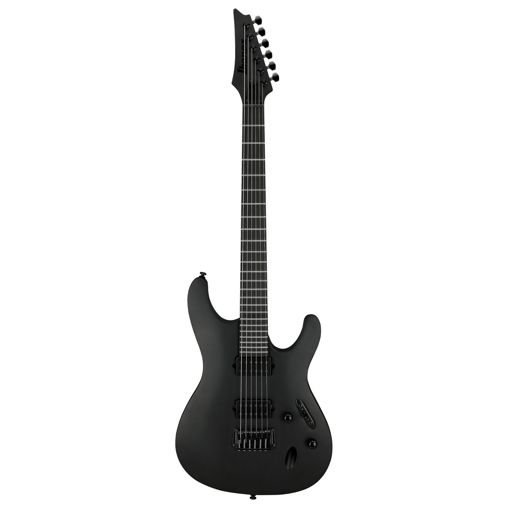 Ibanez S721RB black flat electric guitar with sleek body, six strings, and modern design, perfect for rock and metal music.