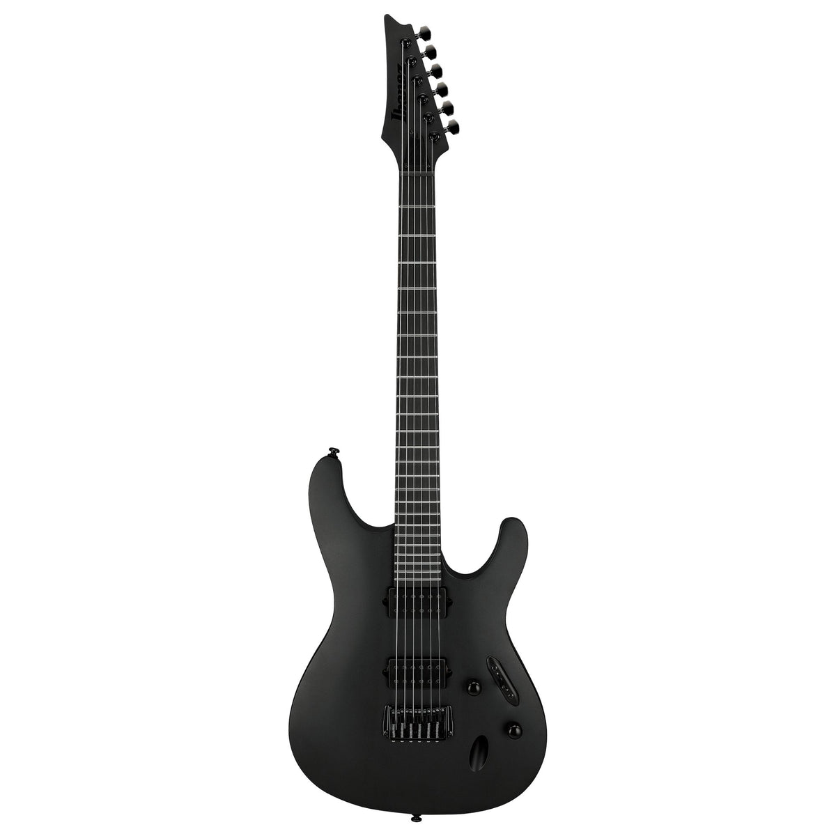 Ibanez S721RB black flat electric guitar with sleek body, six strings, and modern design, perfect for rock and metal music.