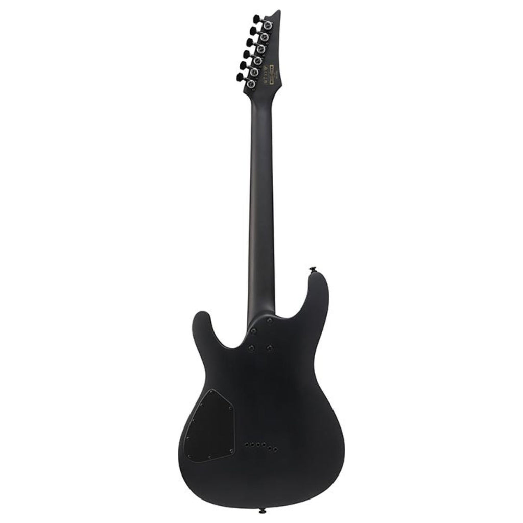 Black Ibanez S721RB electric guitar with sleek body and six-string design, showcasing its modern style and fine craftsmanship.