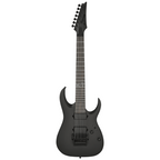 Ibanez K7YIN Munky Signature 7-string electric guitar in black with sleek body and six-string neck, showcasing its signature design.