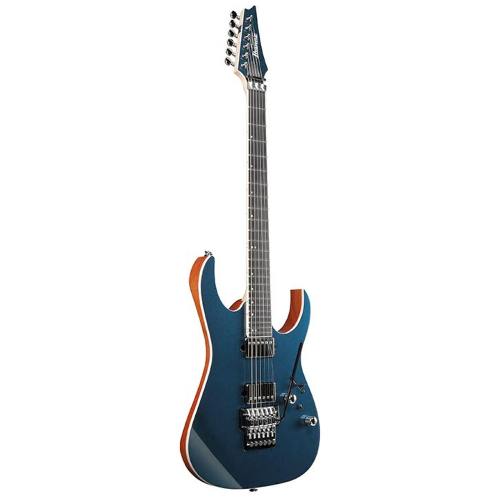 Ibanez RG5320RC Deep Forest Green Metallic electric guitar with sleek body and six strings, showcasing a modern design.