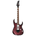Ibanez RG470DXW Wine Red Frozen Matte electric guitar showing sleek body and hardware, ideal for rock and metal music.