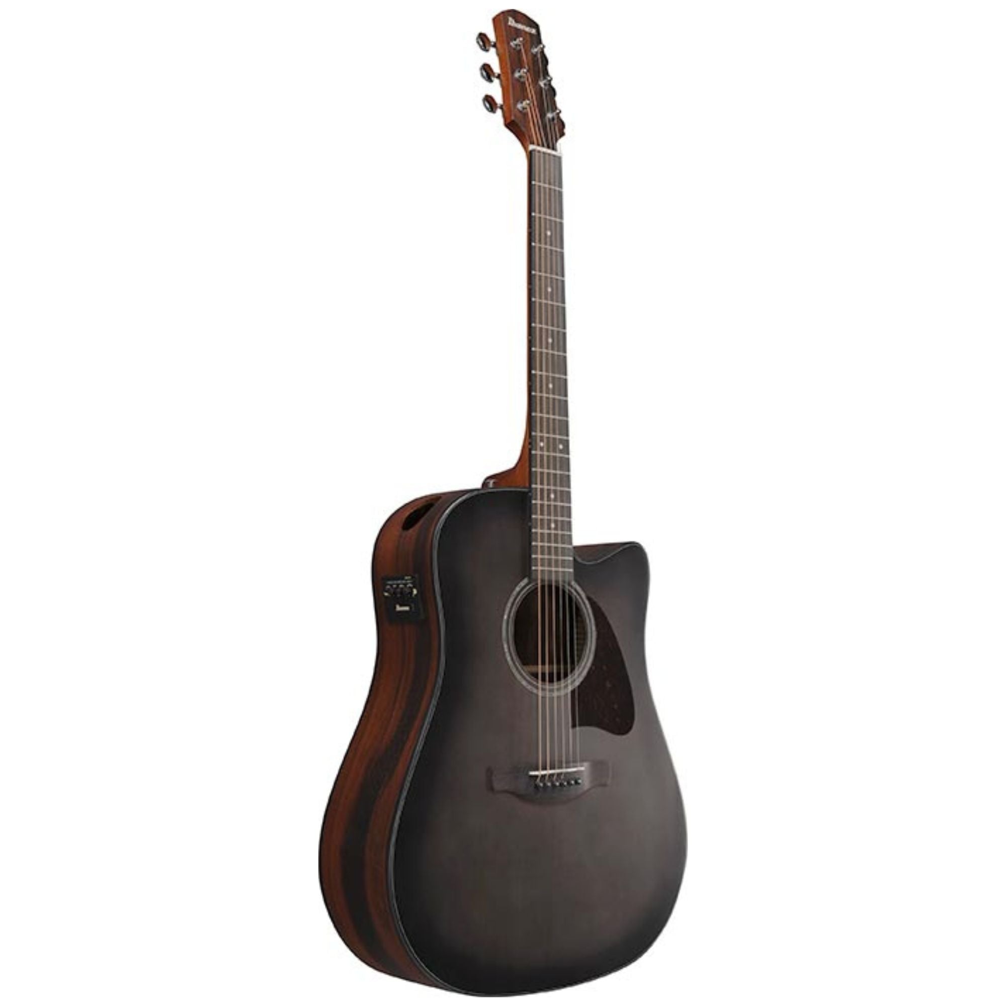 Ibanez AAD70CE Transparent Charcoal Burst Low Gloss top, Natural Open Pore back and sides Acoustic Guitar