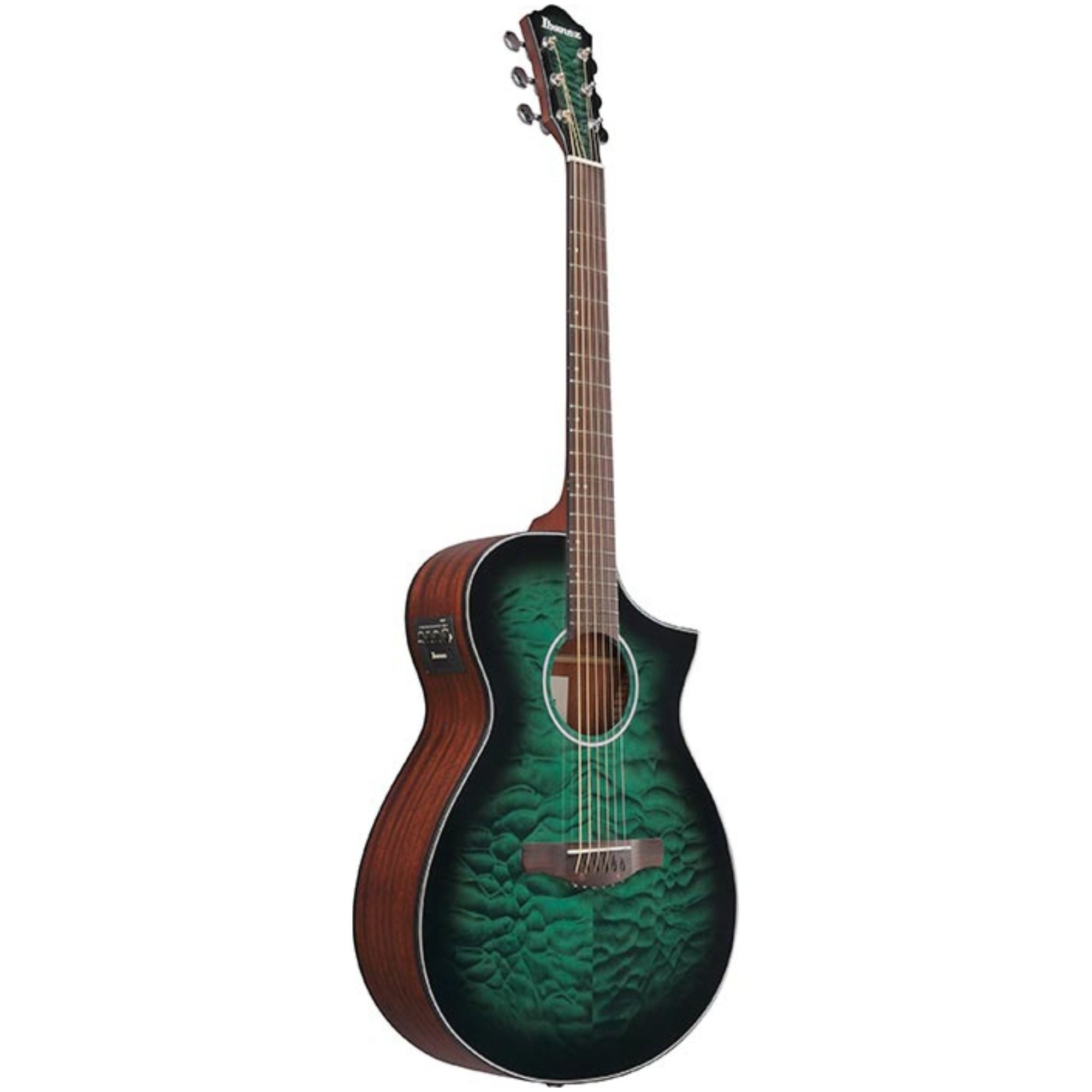 Ibanez AEWC16QA Transparent Emerald Burst High Gloss top, Natural High Gloss back and sides Acoustic Guitar