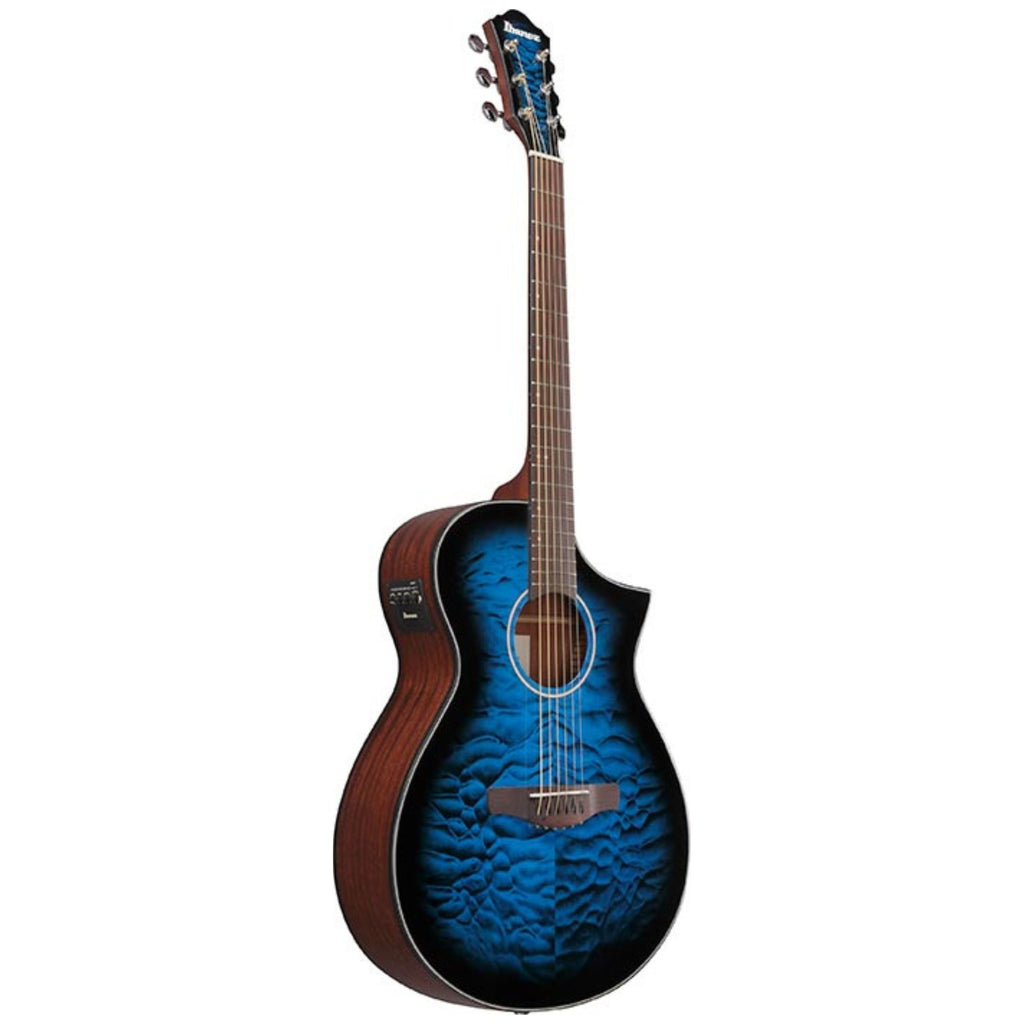 Ibanez AEWC16QA Transparent Blue Sunburst High Gloss top, Natural High Gloss back and sides Acoustic Guitar