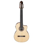 Ibanez GA3007CE classical guitar in natural high gloss finish, featuring nylon strings and a cutaway body for easy access.