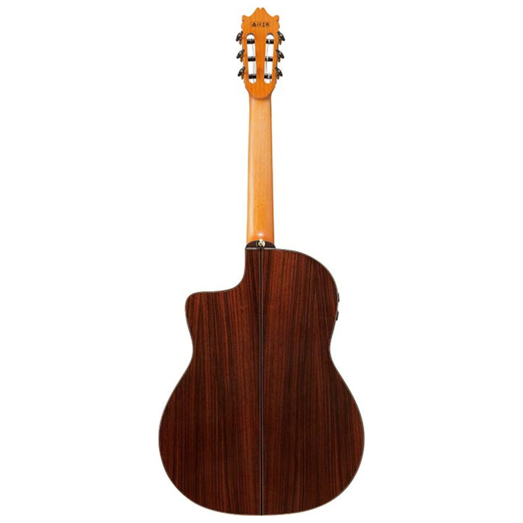 Ibanez GA380CE classical guitar in natural high gloss finish, showcasing its body, neck, and detailed craftsmanship.