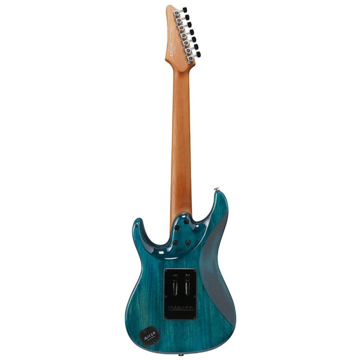 Ibanez AZ447P1QM electric guitar in cosmic blue with quilted maple top and sleek design, showcasing pickups and fretboard details.