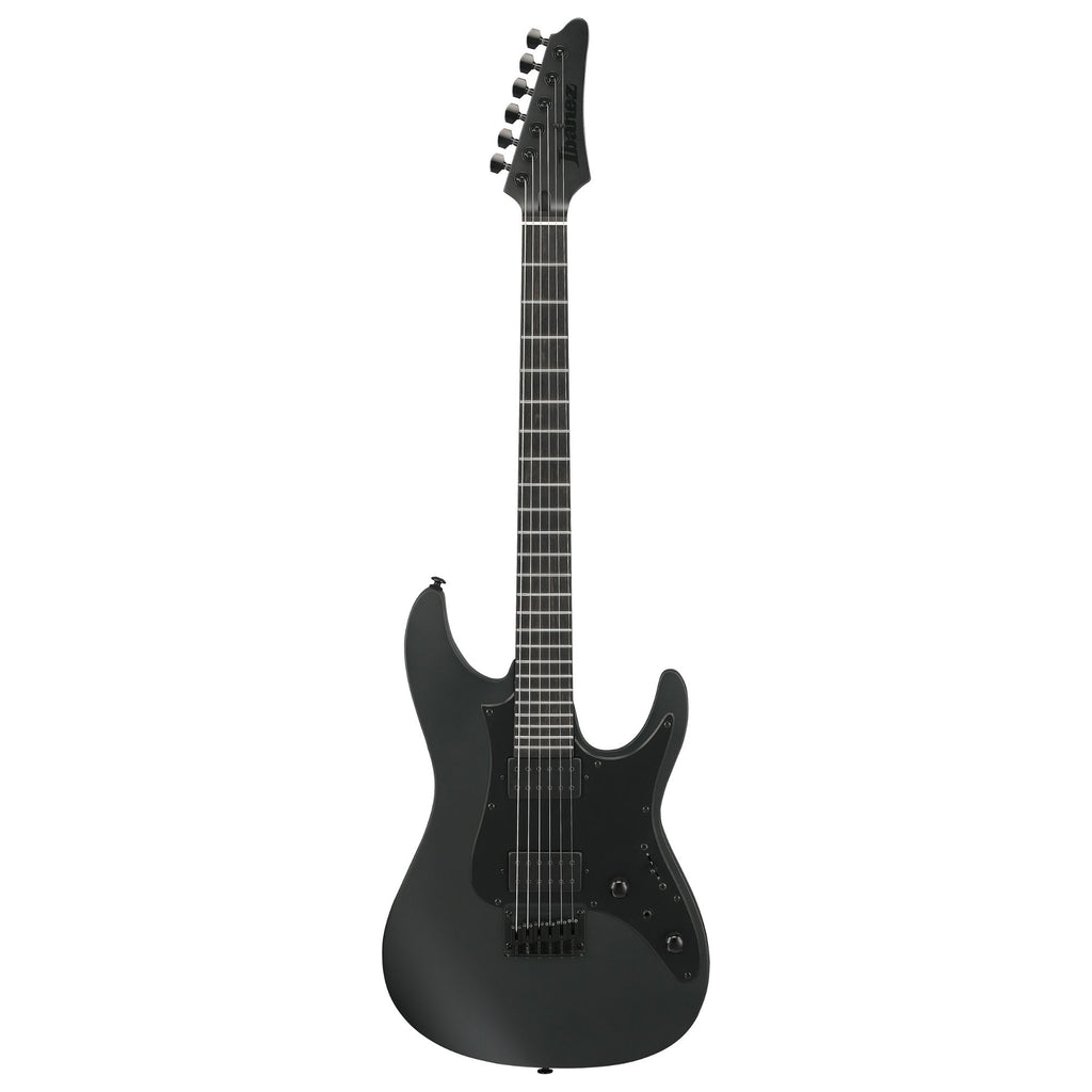 Ibanez AZ41B1 electric guitar in black flat finish, with sleek body, six strings, and modern hardware, suitable for professional musicians.