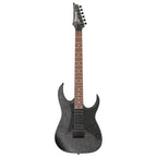Ibanez RGR431PB electric guitar in charcoal grey flat with sleek body and six strings, showcasing its modern design and hardware.
