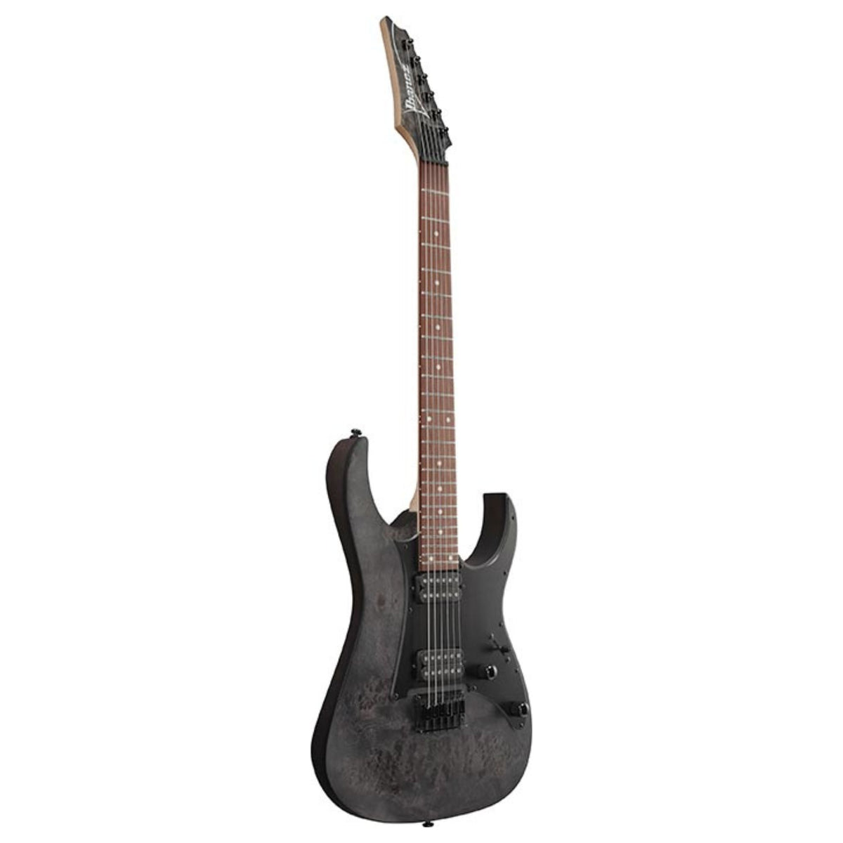 Ibanez RGR431PB electric guitar in Charcoal Grey Flat with sleek body and six strings, showcasing modern design and hardware.
