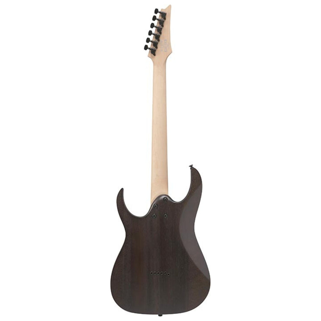 Ibanez RGR431PB electric guitar in charcoal grey flat with sleek body and six strings, showcasing a modern design and hardware.