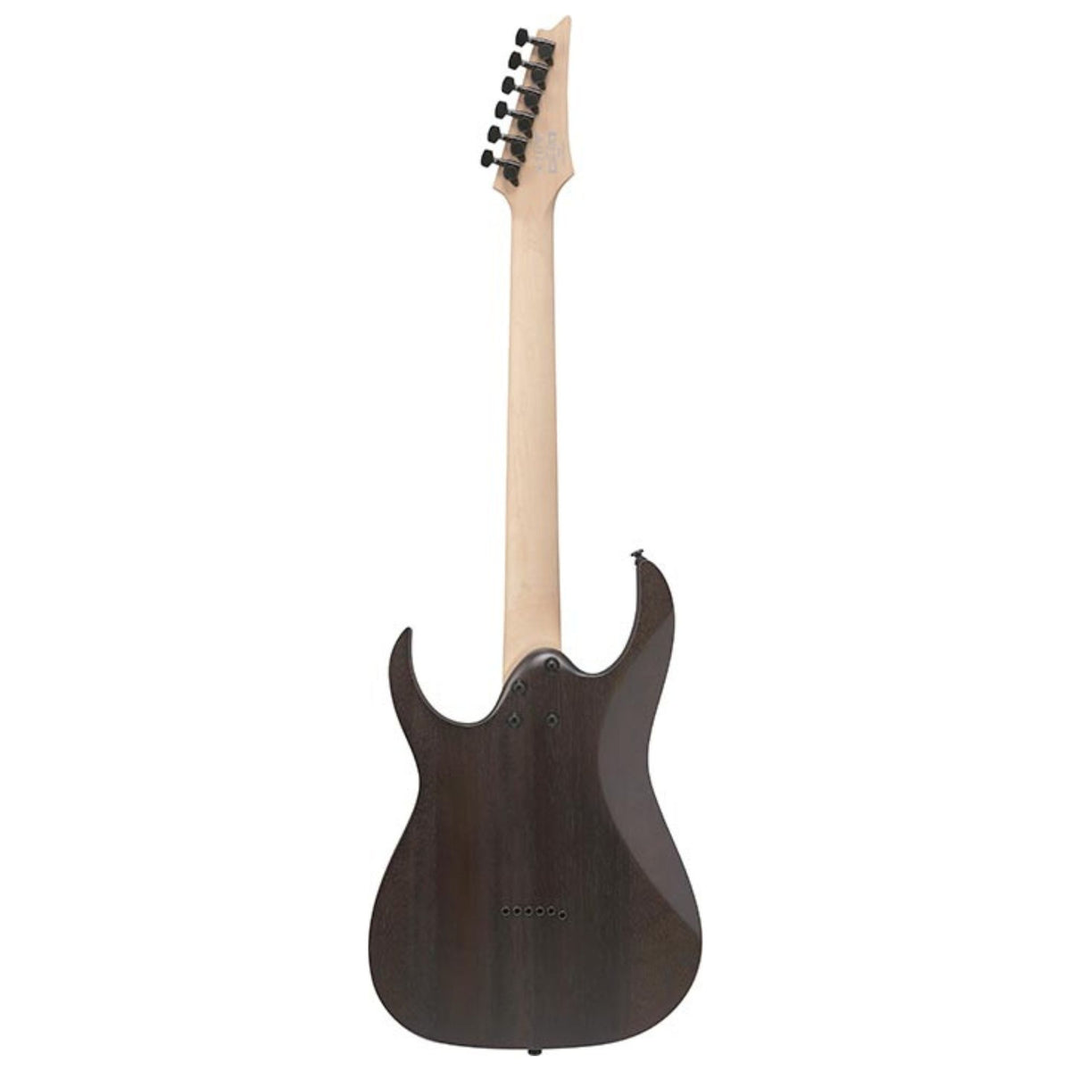 Ibanez RGR431PB electric guitar in charcoal grey flat with sleek body and six strings, showcasing a modern design and hardware.