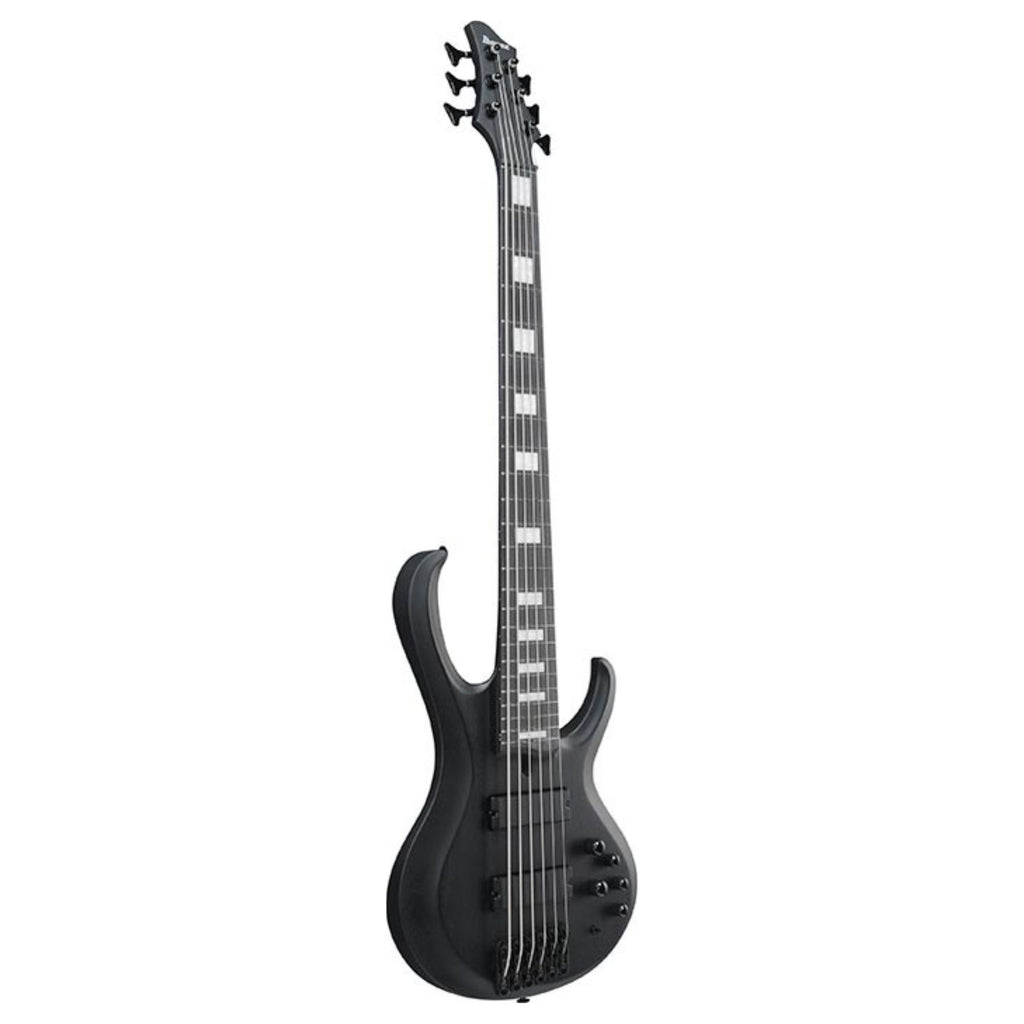 Ibanez FAB1-WK Felipe Andreoli Signature Bass guitar with black finish and sleek design, showcasing its body and neck.