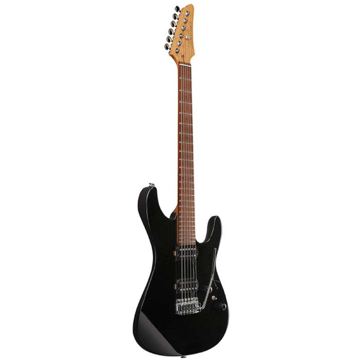 Ibanez MB10-BKN Marcelo Barbosa signature electric guitar in black night finish with sleek body and detailed hardware.
