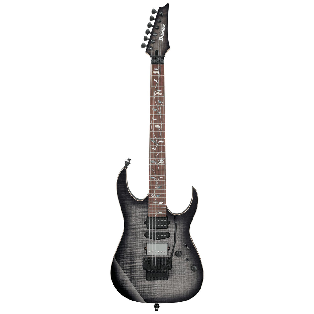 Ibanez RG8870CM J.Custom electric guitar with BTZ finish and case, showcasing sleek body, six strings, and detailed hardware.