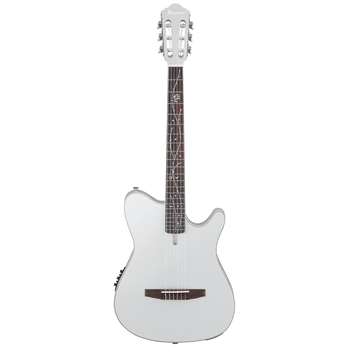 Ibanez Tim Henson TOD10N SMF Signature classical electric guitar with a natural finish and nylon strings, showcasing a sleek design.