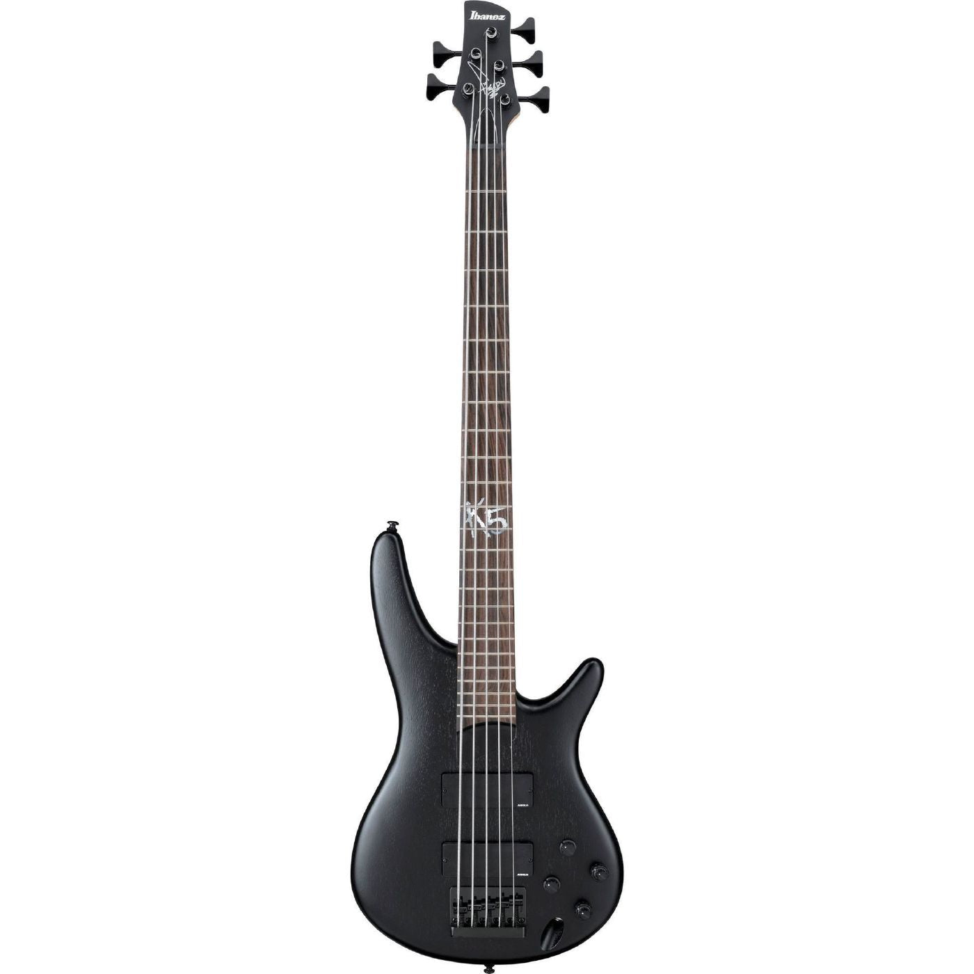 Ibanez K5 Fieldy Signature 5-String Bass Guitar in Black Flat