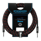 Ibanez SI20 20ft Guitar Cable in Black/Wine Red Woven