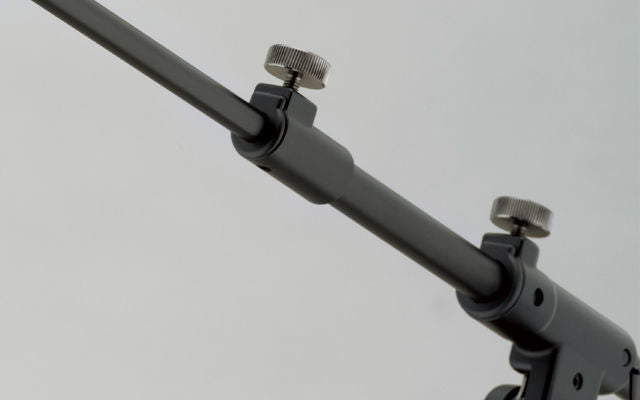 Tama MS736BK Iron Works telescoping boom microphone stand with adjustable arm and sturdy base for professional audio setups.