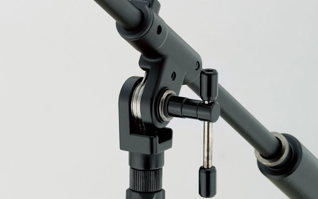 Tama MS736BK Iron Works telescoping boom microphone stand with adjustable height and sturdy metal construction.