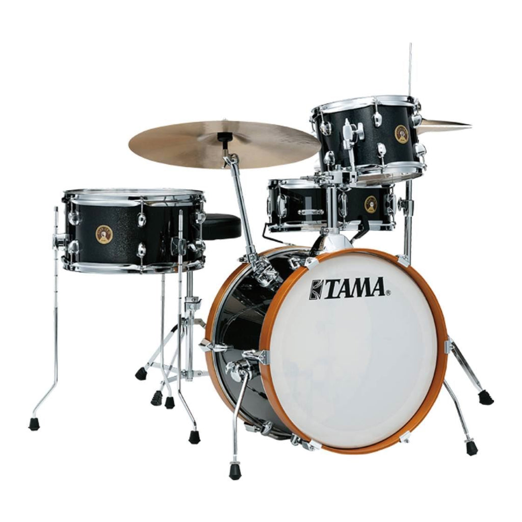 Tama LJK48H4 4-piece club jam drum kit with hardware in charcoal mist wrap, including bass, snare, toms, and cymbals.
