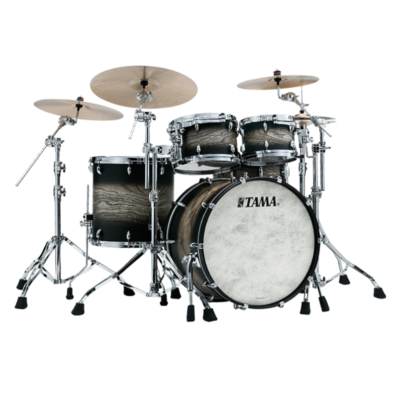 Tama Star Walnut 22 4 Piece Drum Kit Shell Pack - 22/10/12/16 - Satin Black Japanese Sen Burst