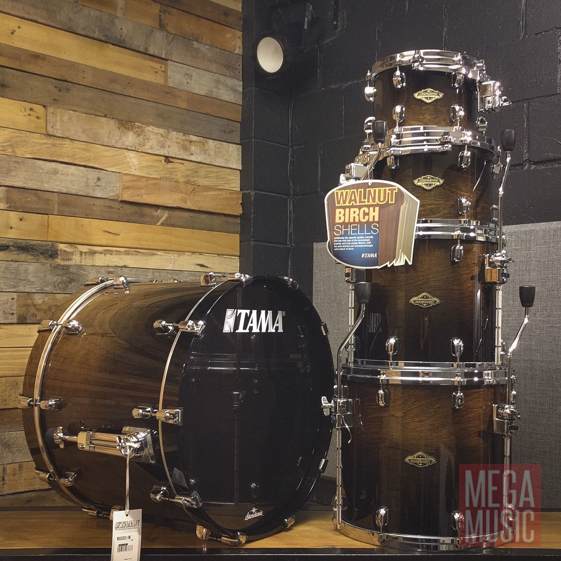 Tama Starclassic Walnut/Birch 22" 5 Piece Drum Kit Shell Pack - 22/10/12/14/16 - Transparent Mocha Fade