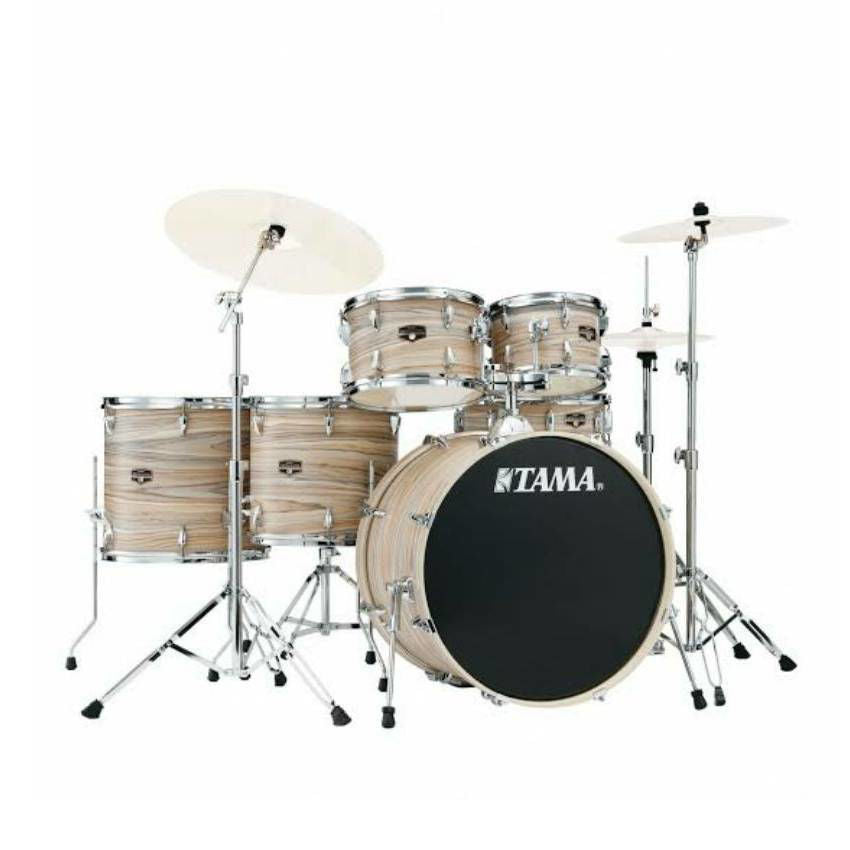 Tama Imperialstar 22" 6 Piece Drum Kit with Hardware - 22/10/12/14/16 with 14" Snare - Natural Zebrawood Wrap