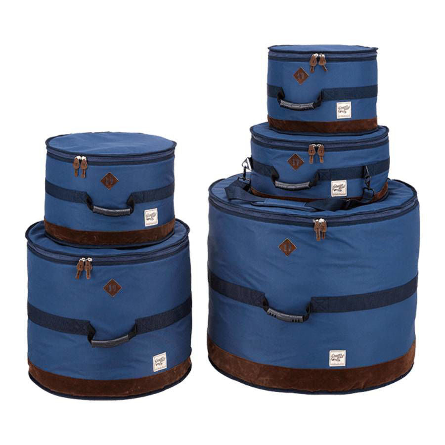 Tama Power Pad Designer Collection drum bag set in navy blue for 5-piece drum kits, durable and protective storage cases
