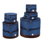 Tama Power Pad Designer Collection drum bag set in navy blue for 5-piece drum kits, durable and protective storage cases