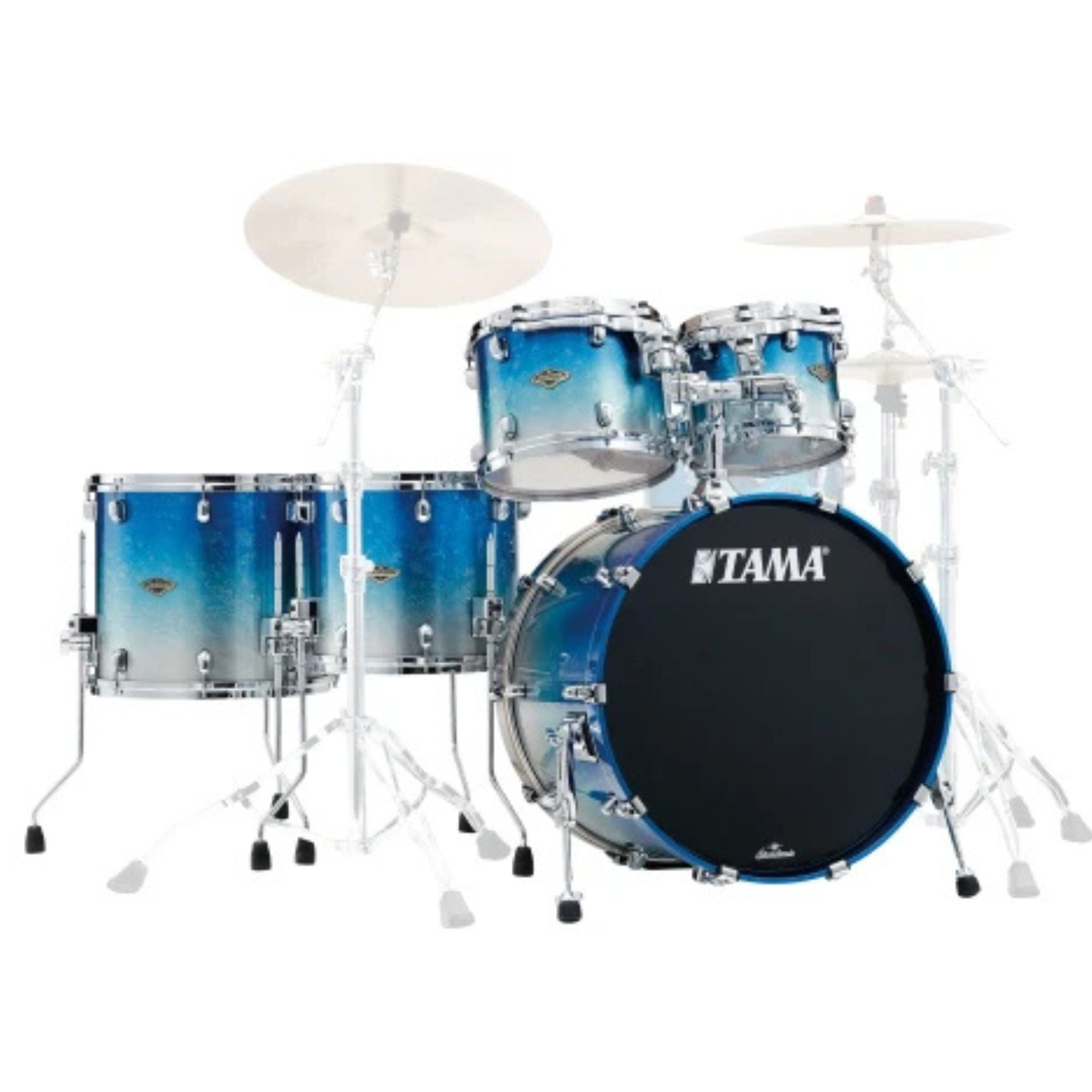 Tama Starclassic Walnut/Birch 22-inch drum kit shell pack in Molten Blue Ice Fade with 5 pieces including 10, 12, 14, and 16-inch drums