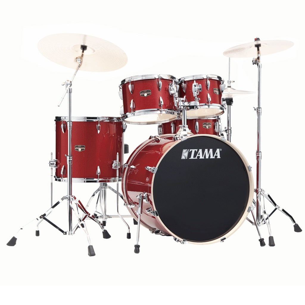 Tama Imperialstar 22-inch 5-piece drum kit with bass, toms, snare, and hardware, in a natural wood finish.