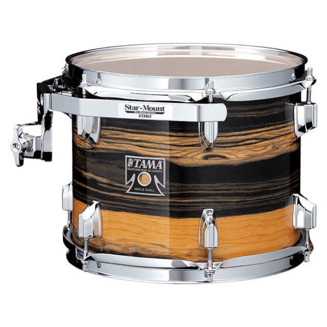 Tama SuperStar Classic 22 5-Pce Drum Kit Shell Pack 22/10/12/16 with 14 Snare - Natural Ebony Tiger Wrap