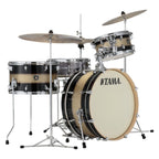 Tama Superstar Classic 3-piece drum kit in black and gold duco with toms, bass drum, and snare, on a stage setup.