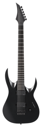 Solar A1.6ATG Baritone MKII electric guitar with a sleek black finish, showcasing its solid body and modern design.