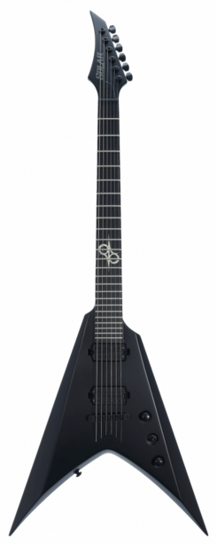 Solar V2.6C electric guitar in carbon black matte finish with sleek body and six strings, showcasing its modern design and hardware.