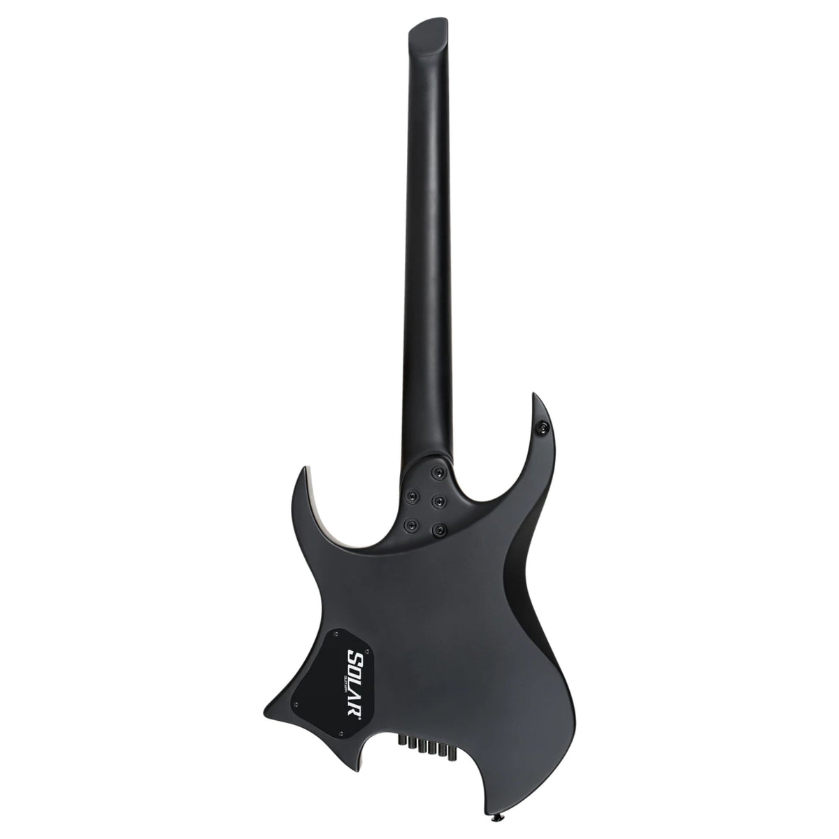 Solar H2.6C electric guitar in carbon black matte finish with sleek body and modern design, showing the guitar's front view.