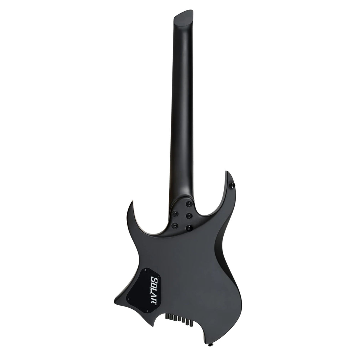 Solar H2.7C electric guitar in carbon black matte finish, showcasing its sleek body, double-cut design, and modern hardware.