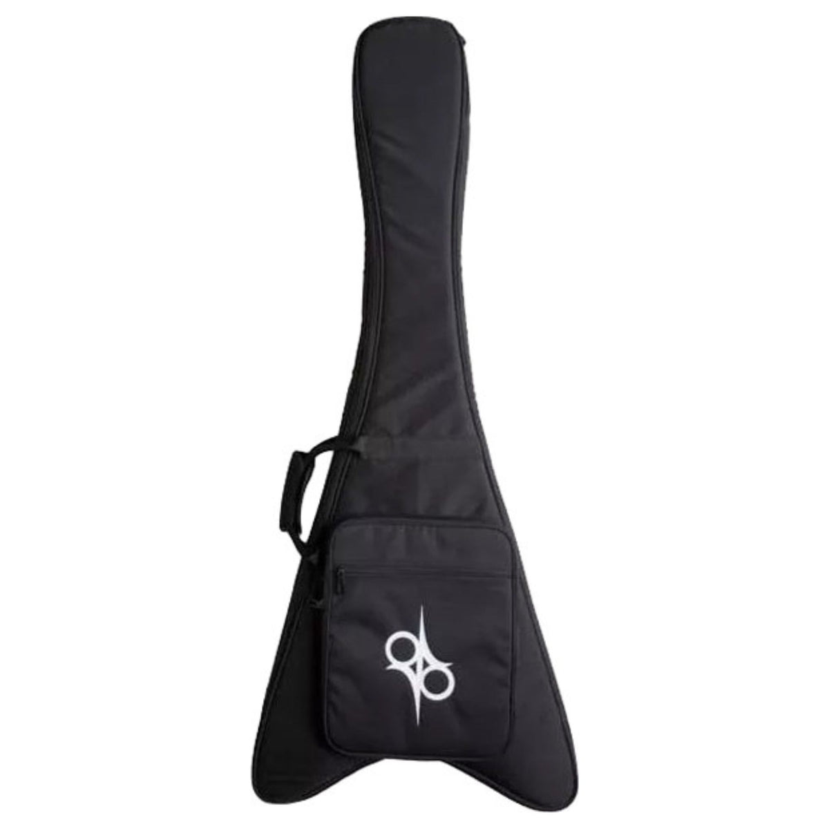 Solar V Guitar gig bag with padded straps and exterior pockets, designed for easy transport and protection of electric guitars.