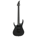 Solar S AB4.6C LH electric guitar in carbon black matte finish, showcasing its sleek body, pickups, and control knobs.