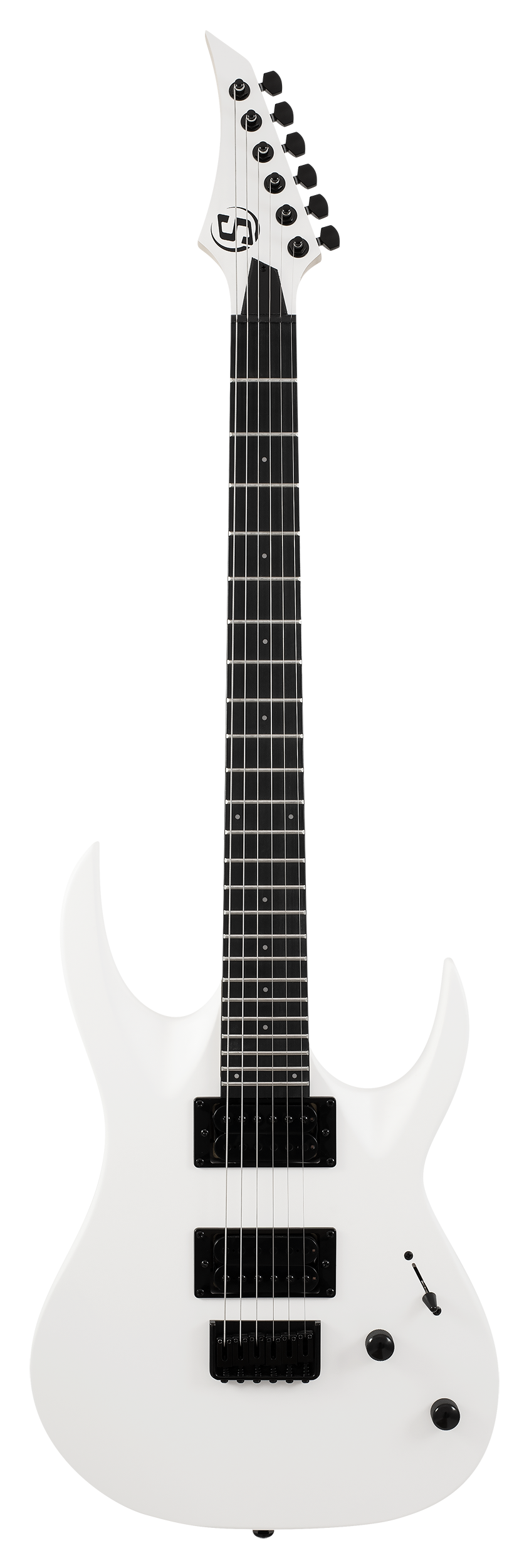 Solar S AB4.6W electric guitar in white matte finish, front view showing sleek body and modern design.