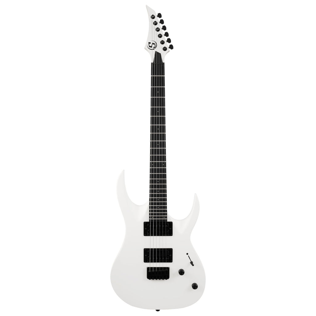Solar S EB4.6W electric guitar in white matte finish with sleek body and dual humbucking pickups, suitable for versatile playing styles.
