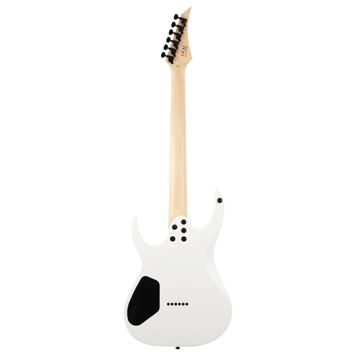 Solar EB4.6W electric guitar in white matte finish, featuring a sleek body and six strings, designed for versatile musical styles.