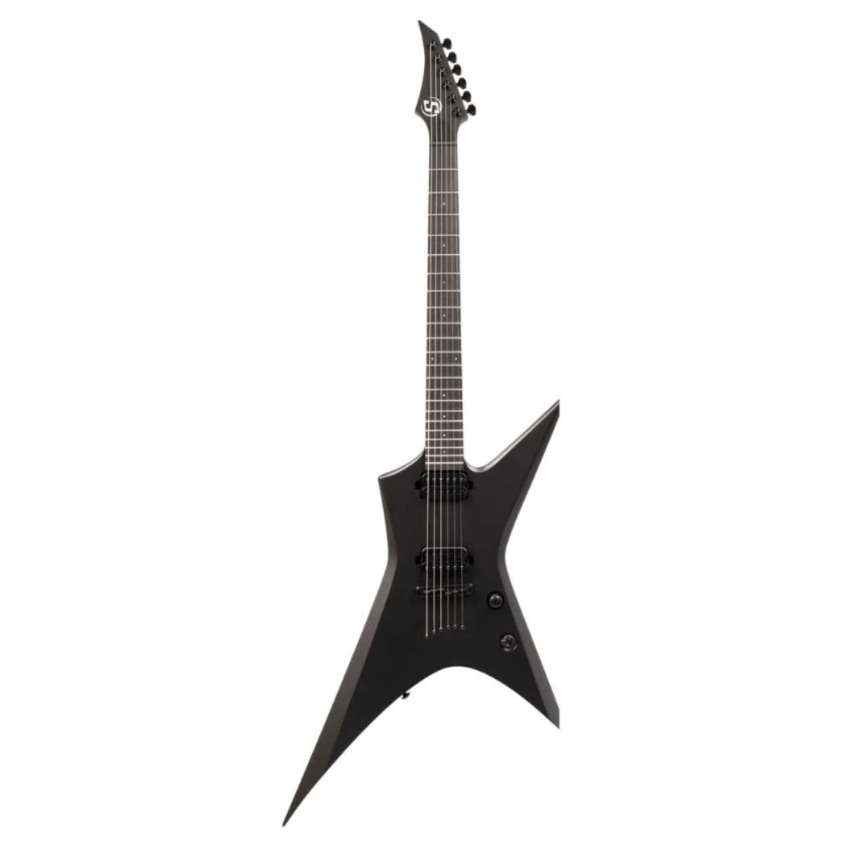 Solar S XB4.6C electric guitar in carbon black matte finish, featuring a sleek body, six strings, and modern hardware.