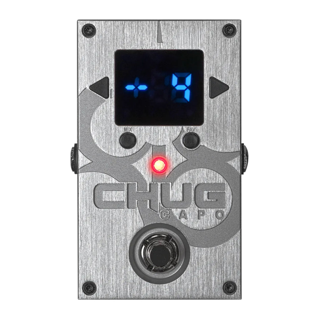Solar effects pedal, Solar Chug Capo Low Latency Professional Pitch Pedal, shown with controls and input/output jacks.
