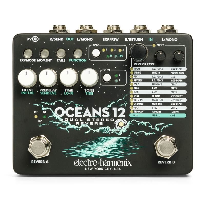 Electro Harmonix Oceans 12 Dual Stereo Reverb Guitar Effects Pedal