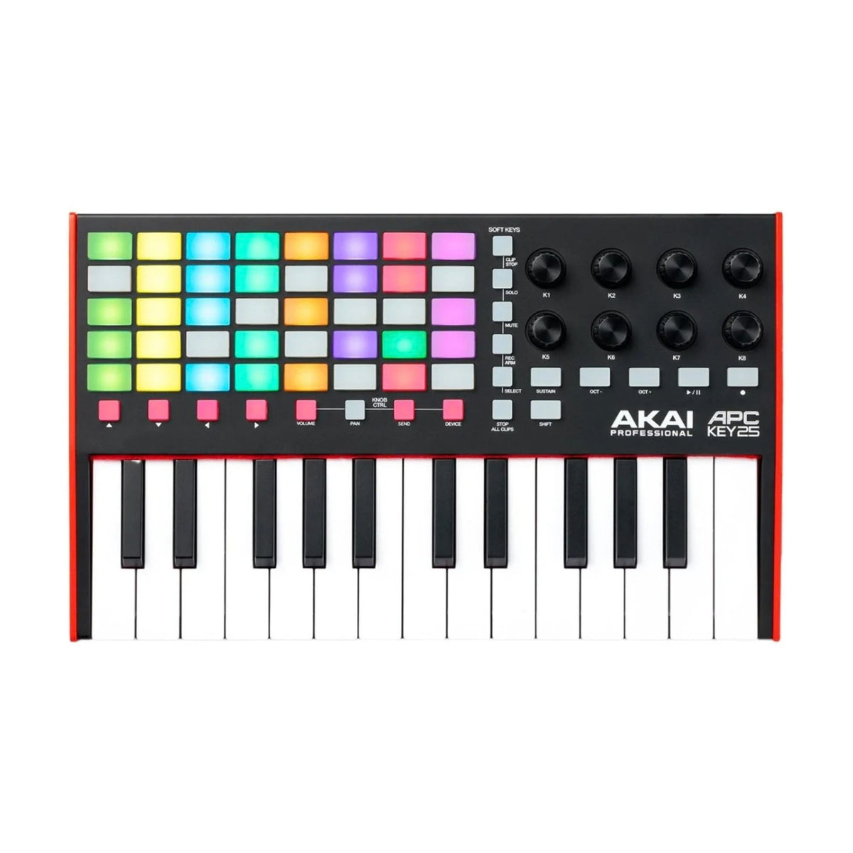 Akai APC Key 25 mk2 Ableton Live controller keyboard with pads, knobs, and keys for music production.